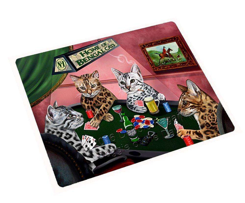 Home of Bengal Cats 4 Dogs Playing Poker Tempered Cutting Board