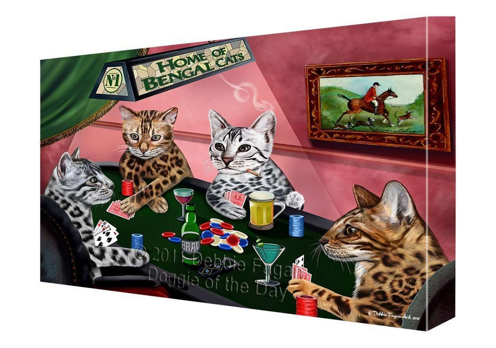 Home of Bengal Cats Playing Poker Canvas Gallery Wrap 1.5" Inch