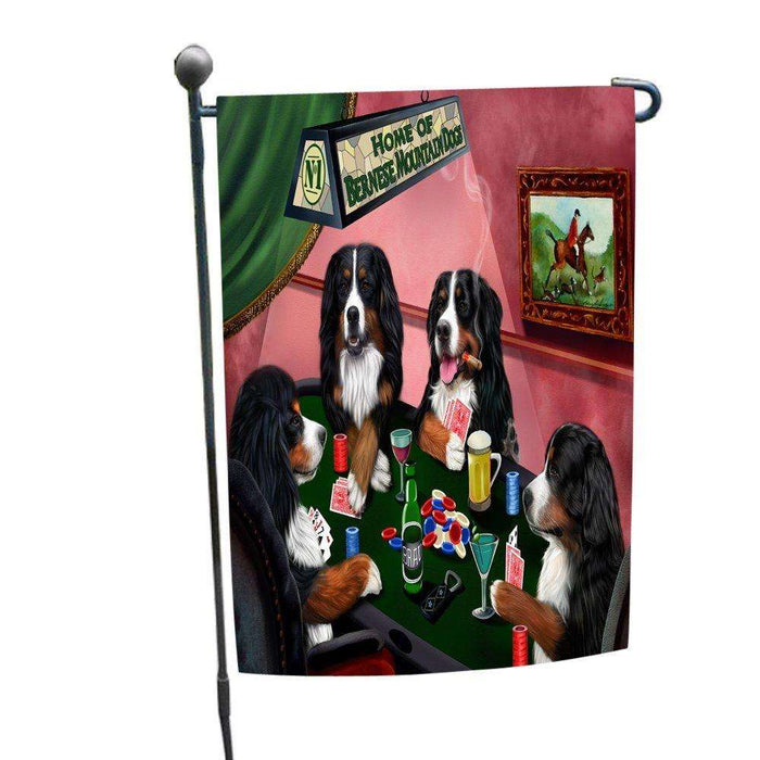 Home of Bernese 4 Dogs Playing Poker Garden Flag
