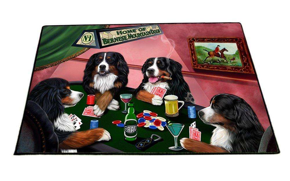 Home of Bernese Mountain 4 Dogs Playing Poker Floormat 24" x 36"