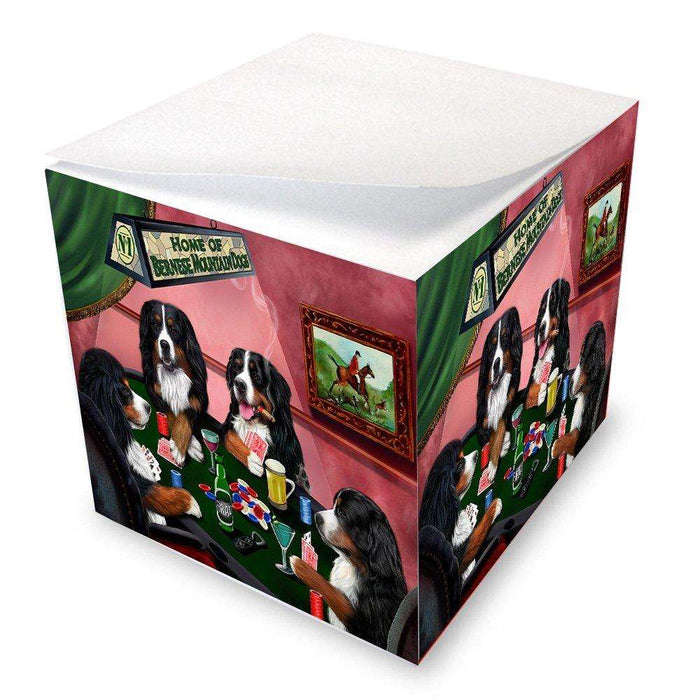 Home of Bernese Mountain Dog 4 Dogs Playing Poker Note Cube