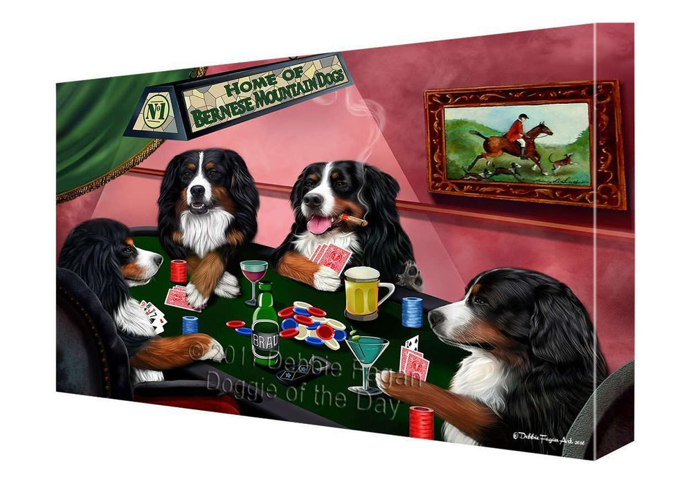 Home of Bernese Mountain Dog Dogs Playing Poker Canvas Gallery Wrap 1.5" Inch