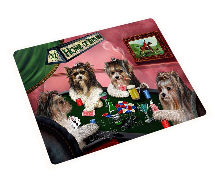 Home of Biewer Terrier 4 Dogs Playing Poker Large Refrigerator / Dishwasher Magnet RMAG86952