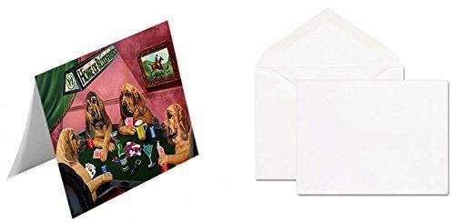 Home of Bloodhounds 4 Dogs Playing Poker Handmade Artwork Assorted Pets Greeting Cards and Note Cards with Envelopes for All Occasions and Holiday Seasons
