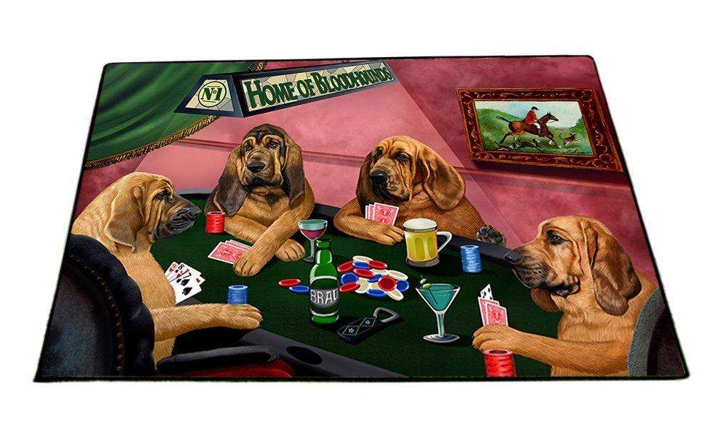 Home of Bloodhounds 4 Dogs Playing Poker Indoor/Outdoor Floormat