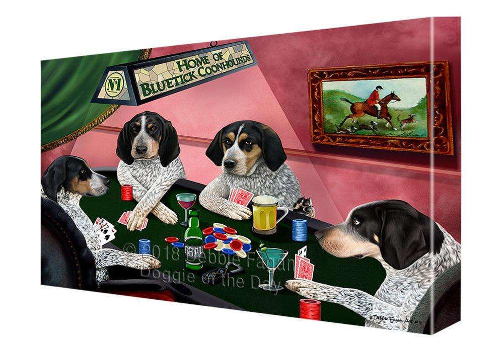 Home of Bluetick Coonhound 4 Dogs Playing Poker Canvas Print Wall Art Décor CVS106964