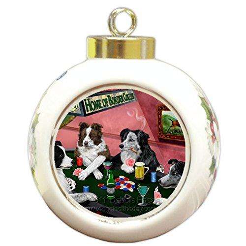 Home of Border Collie Christmas Holiday Ornament 4 Dogs Playing Poker