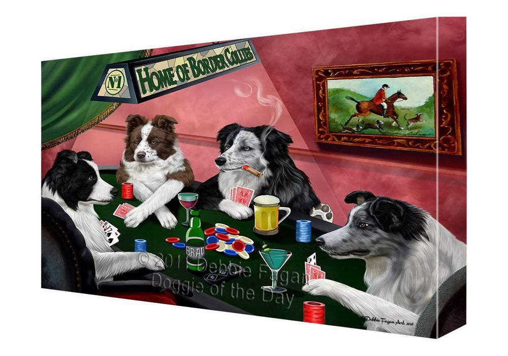 Home of Border Collie Dogs Playing Poker Canvas Gallery Wrap 1.5" Inch