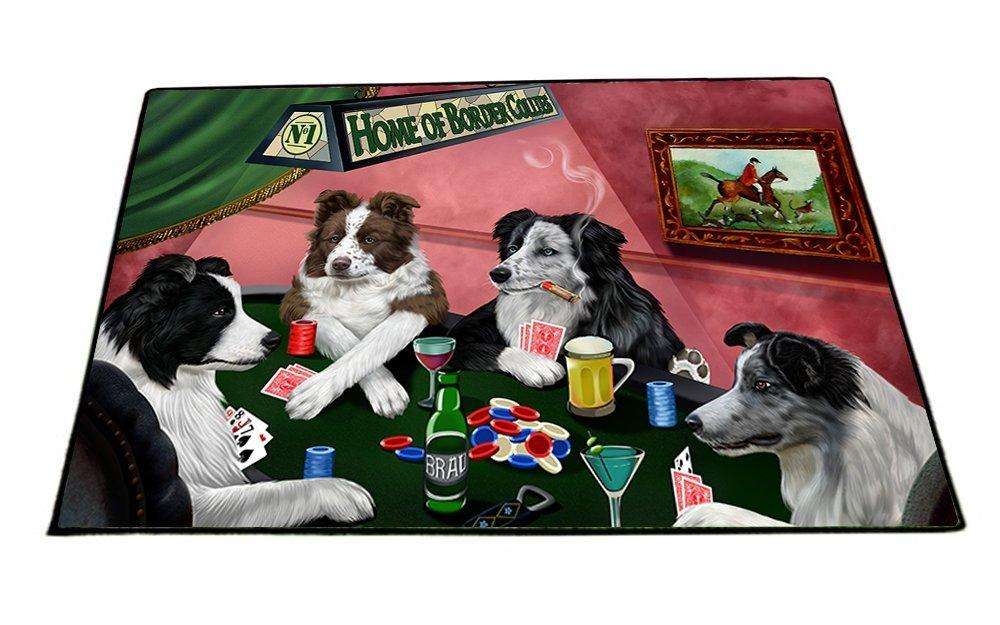 Home of Border Collies 4 Dogs Playing Poker Floormat 18" x 24"