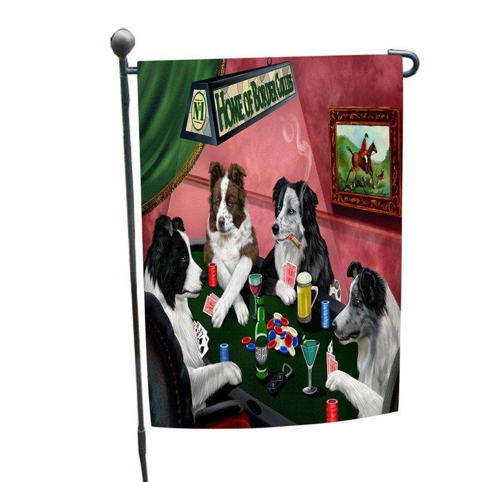 Home of Border Collies 4 Dogs Playing Poker Garden Flag