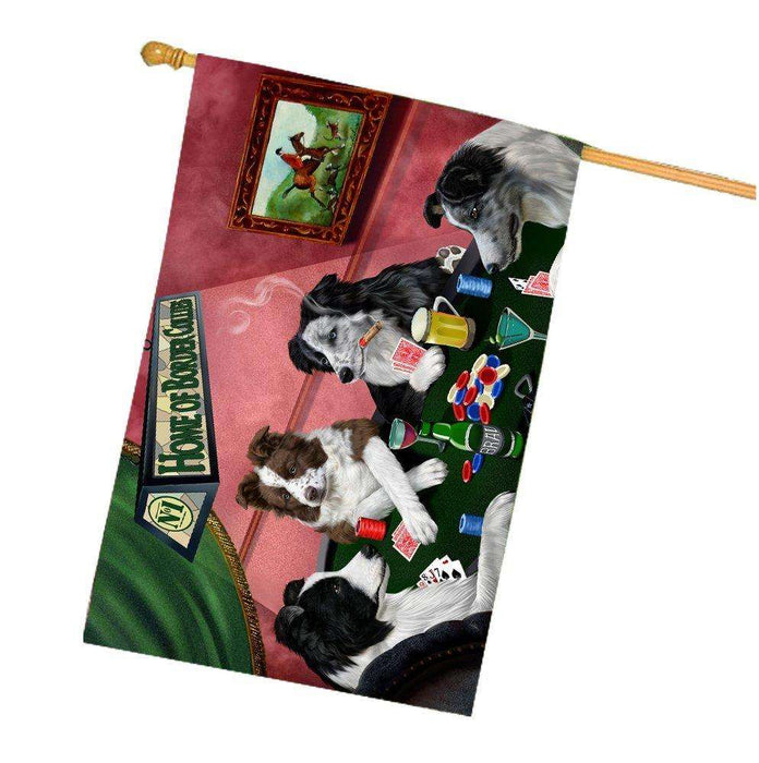 Home of Border Collies 4 Dogs Playing Poker House Flag