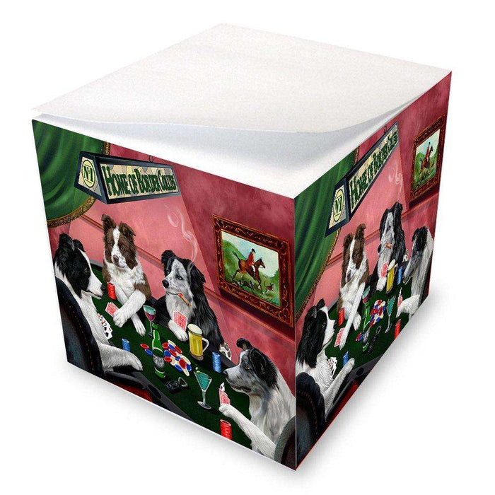 Home of Border Collies 4 Dogs Playing Poker Note Cube