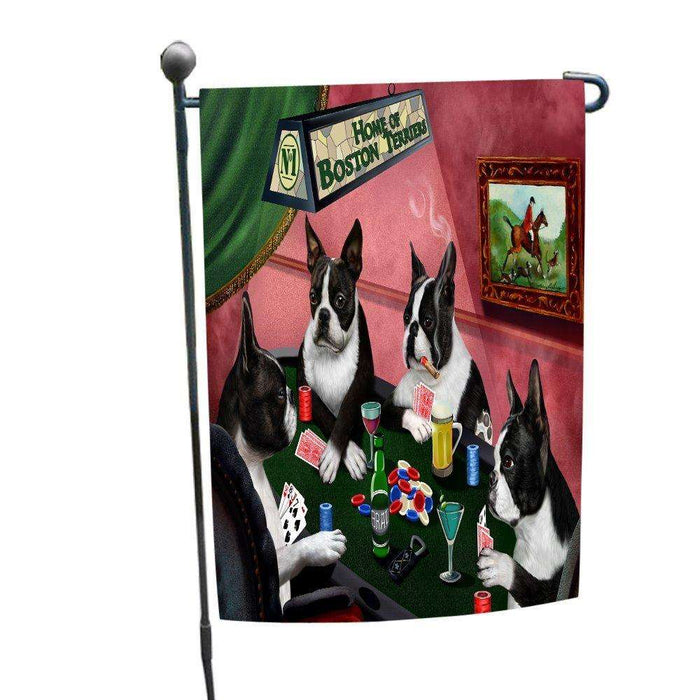 Home of Boston 4 Dogs Playing Poker Garden Flag
