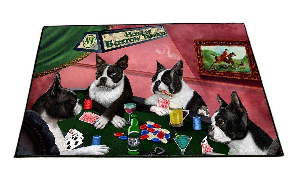 Home of Boston Terrier 4 Dogs Playing Poker Floormat 24" x 36"