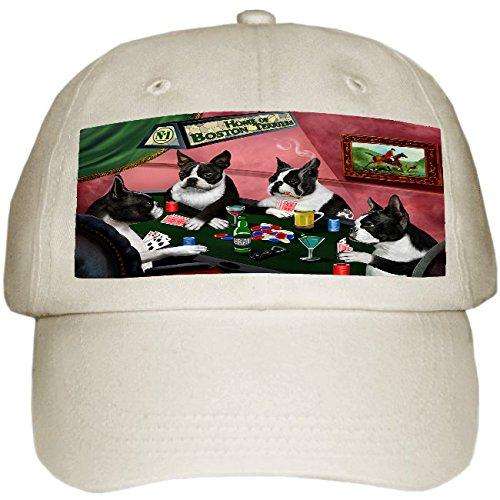 Home of Boston Terrier 4 Dogs Playing Poker Hat Off White