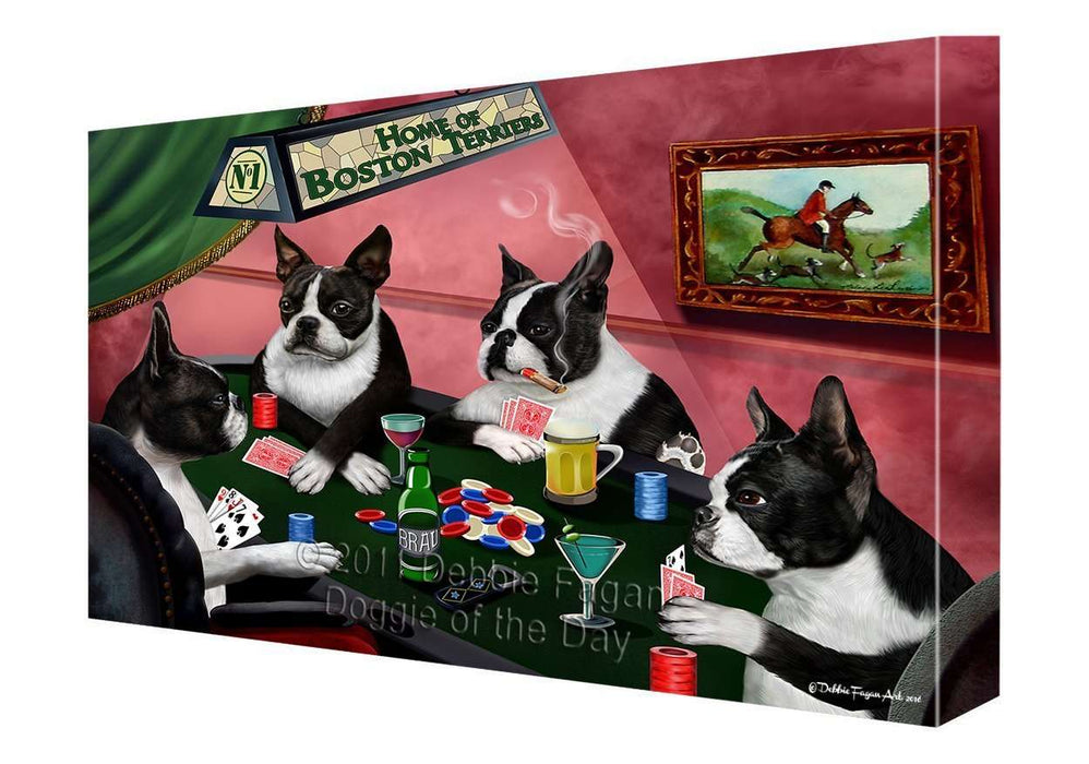 Home of Boston Terrier Dogs Playing Poker Canvas Gallery Wrap 1.5" Inch