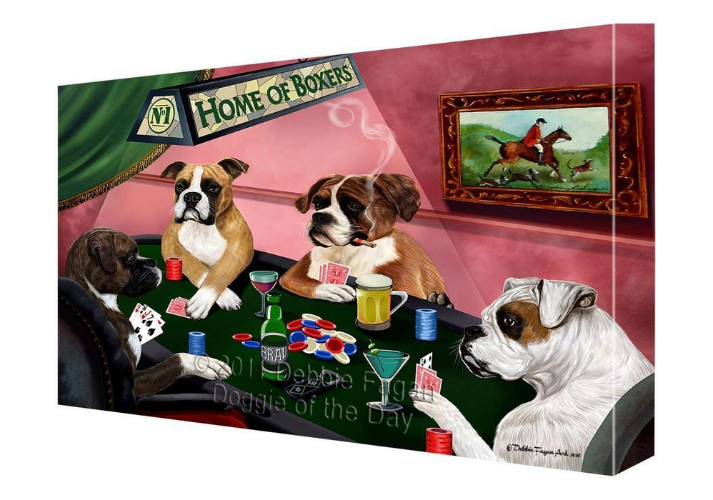 Home of Boxer Dogs Playing Poker Canvas Gallery Wrap 1.5" Inch