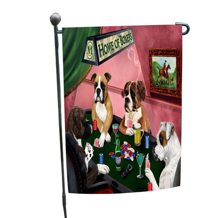 Home of Boxers 4 Dogs Playing Poker Garden Flag