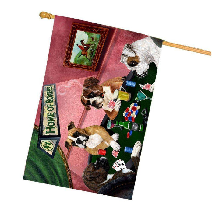 Home of Boxers 4 Dogs Playing Poker House Flag