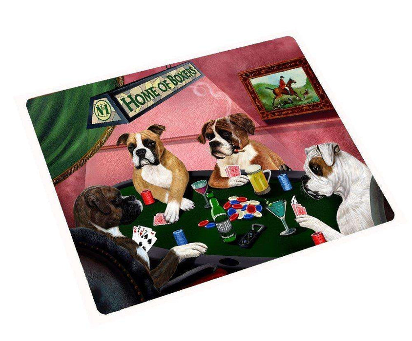 Home of Boxers 4 Dogs Playing Poker Large Tempered Cutting Board 15.74" x 11.8" x 5/32"