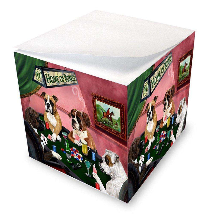 Home of Boxers 4 Dogs Playing Poker Note Cube