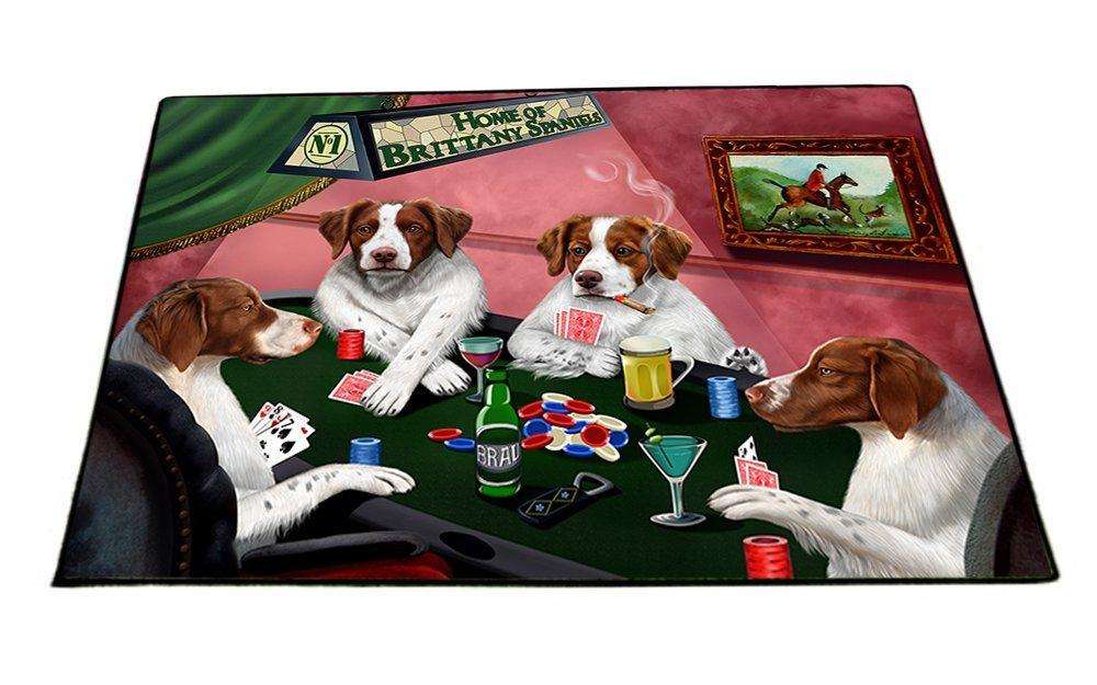 Home of Brittany Spaniels 4 Dogs Playing Poker Indoor/Outdoor Floormat