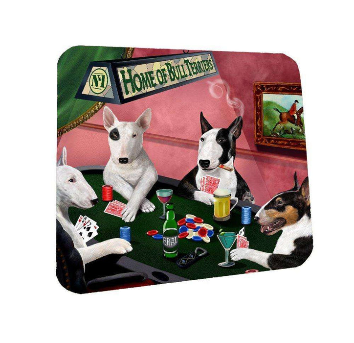 Home of Bull Terrier Coasters 4 Dogs Playing Poker (Set of 4)