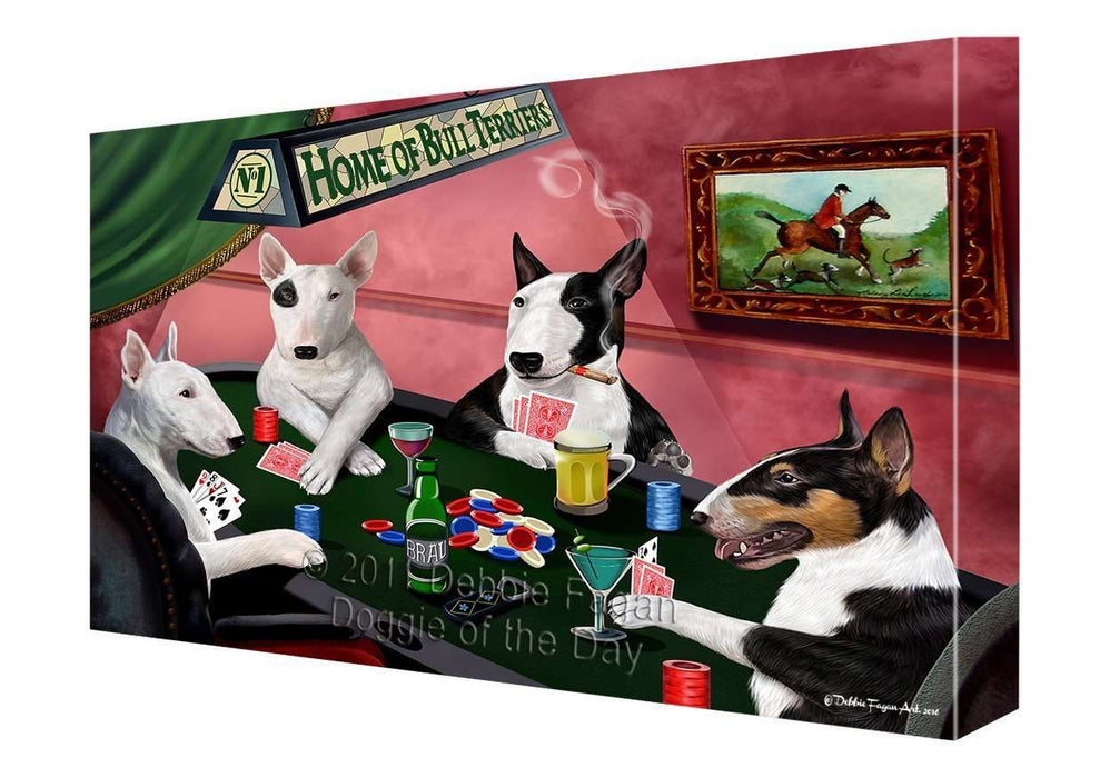 Home of Bull Terrier Dogs Playing Poker Canvas Gallery Wrap 1.5" Inch