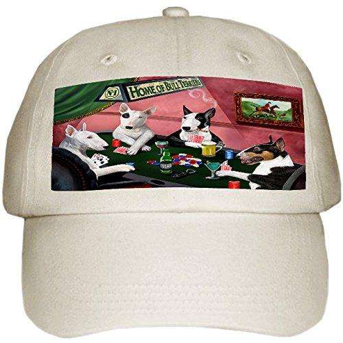 Home of Bull Terriers 4 Dogs Playing Poker Hat Off White