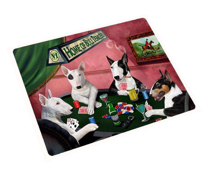 Home of Bull Terriers 4 Dogs Playing Poker Large Tempered Cutting Board 15.74" x 11.8" x 5/32"