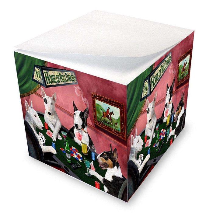 Home of Bull Terriers 4 Dogs Playing Poker Note Cube