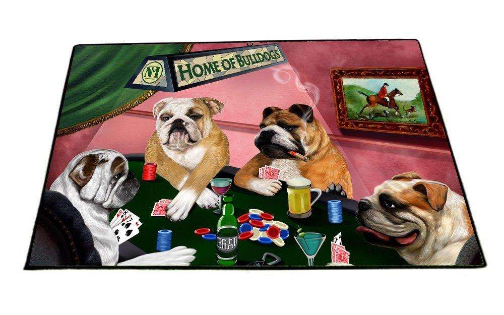 Home of Bulldog 4 Dogs Playing Poker Floormat 24" x 36"