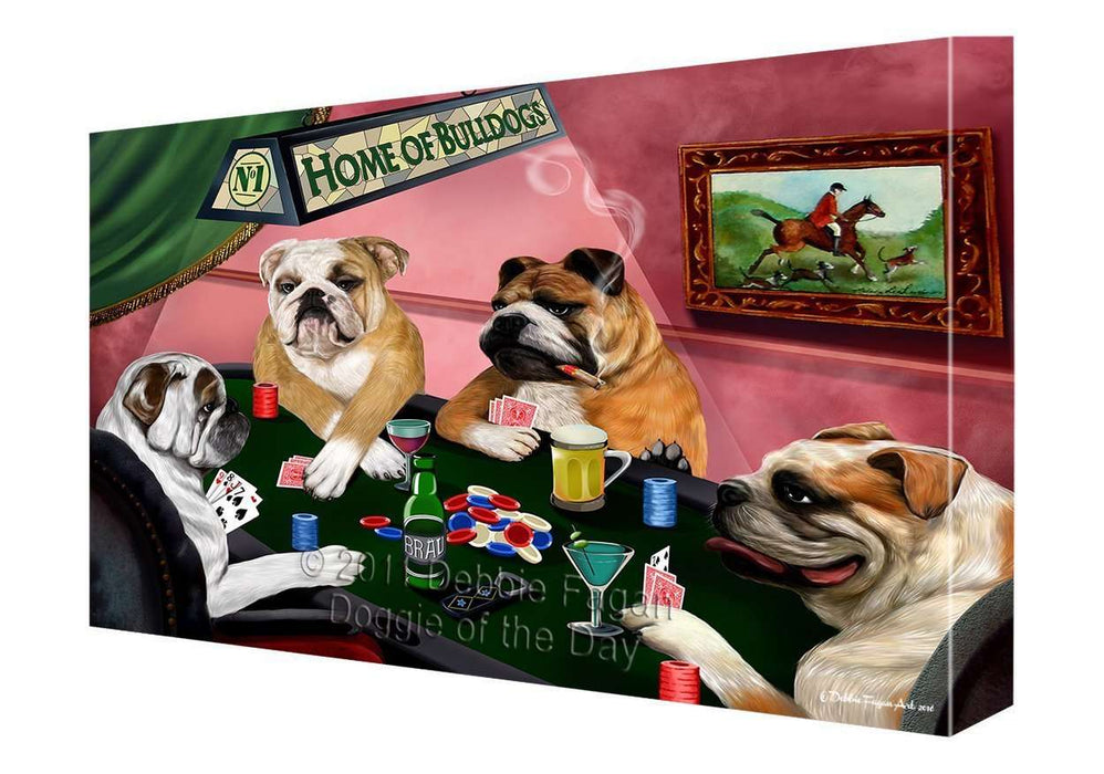 Home of Bulldog Dogs Playing Poker Canvas Gallery Wrap 1.5" Inch
