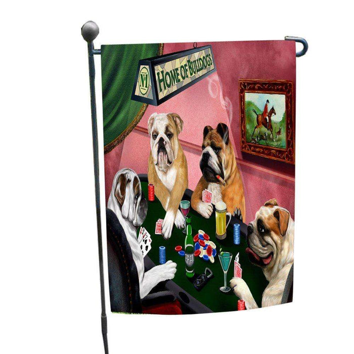 Home of Bulldogs 4 Dogs Playing Poker Garden Flag
