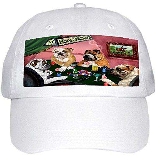 Home of Bulldogs 4 Dogs Playing Poker Hat White