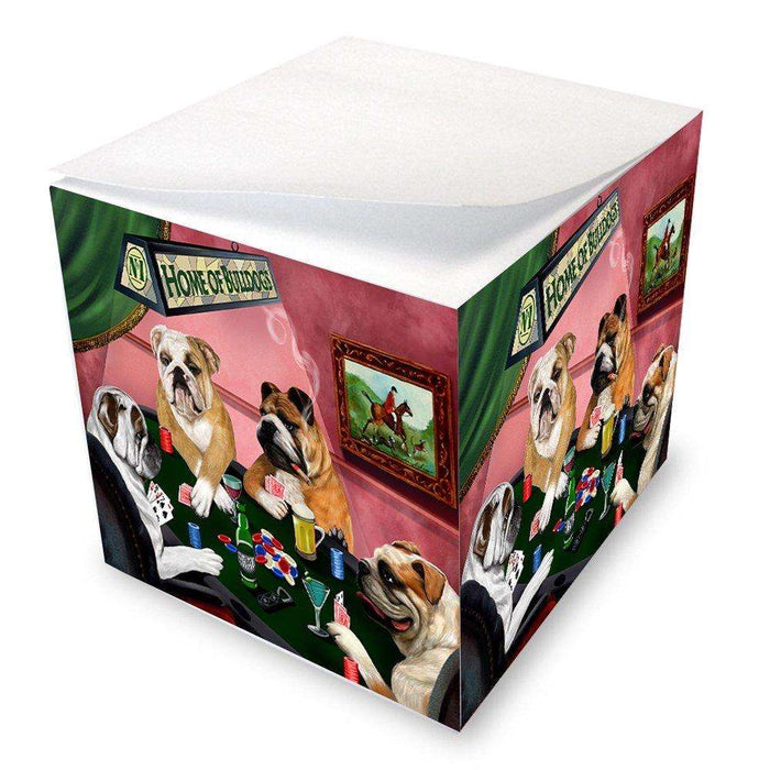 Home of Bulldogs 4 Dogs Playing Poker Note Cube