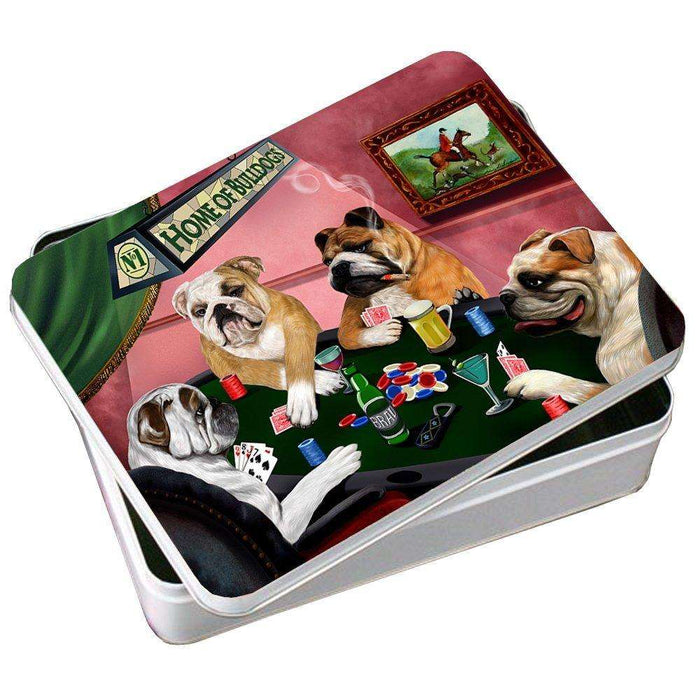 Home of Bulldogs 4 Dogs Playing Poker Photo Tin