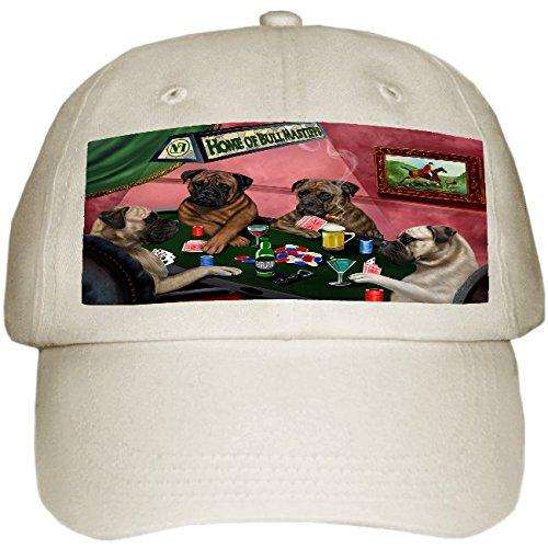 Home of Bullmastiff 4 Dogs Playing Poker Hat Off White