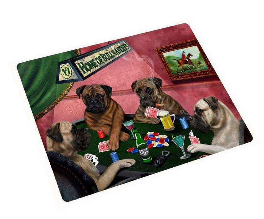 Home of Bullmastiff 4 Dogs Playing Poker Large Tempered Cutting Board 15.74" x 11.8" x 5/32"