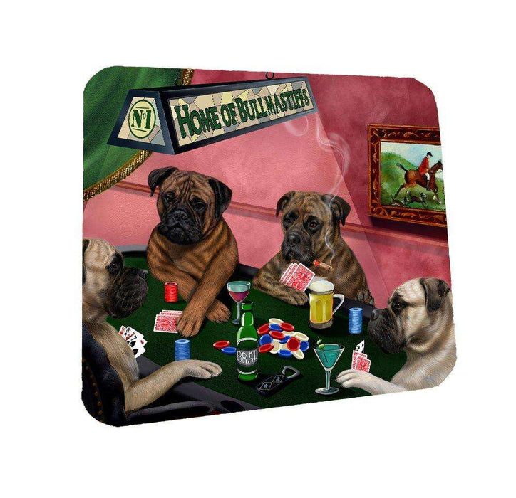 Home of Bullmastiff Coasters 4 Dogs Playing Poker (Set of 4)