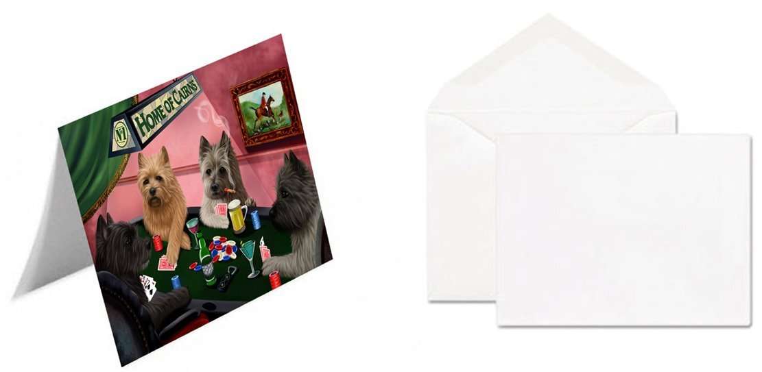Home of Cairns 4 Dogs Playing Poker Handmade Artwork Assorted Pets Greeting Cards and Note Cards with Envelopes for All Occasions and Holiday Seasons