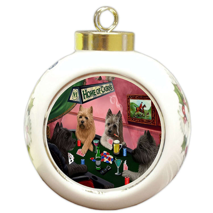 Home of Cairns 4 Dogs Playing Poker Round Ball Christmas Ornament