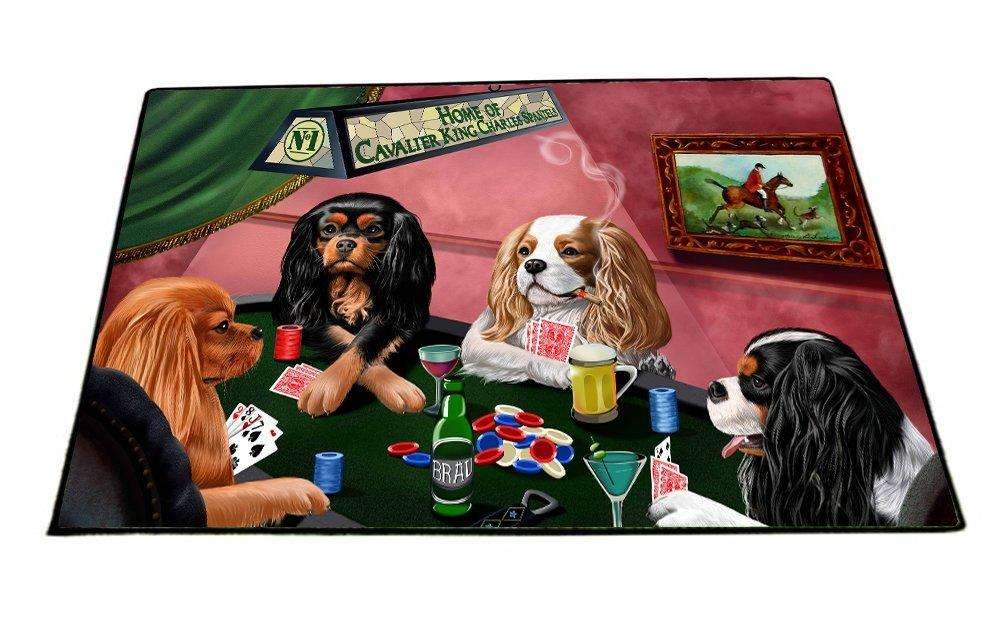 Home of Cavalier King Charles Spaniel 4 Dogs Playing Poker Floormat 18" x 24"