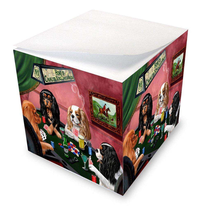 Home of Cavalier King Charles Spaniel 4 Dogs Playing Poker Note Cube