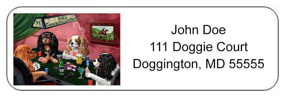 Home of Cavalier King Charles Spaniel 4 Dogs Playing Poker Return Address Label