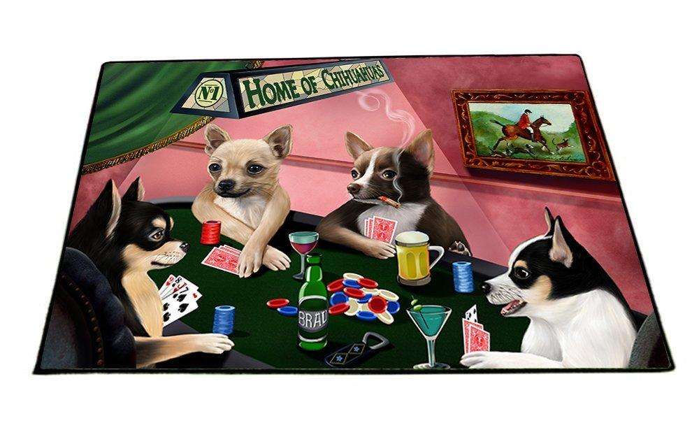 Home of Chihuahua 4 Dogs Playing Poker Floormat 18" x 24"