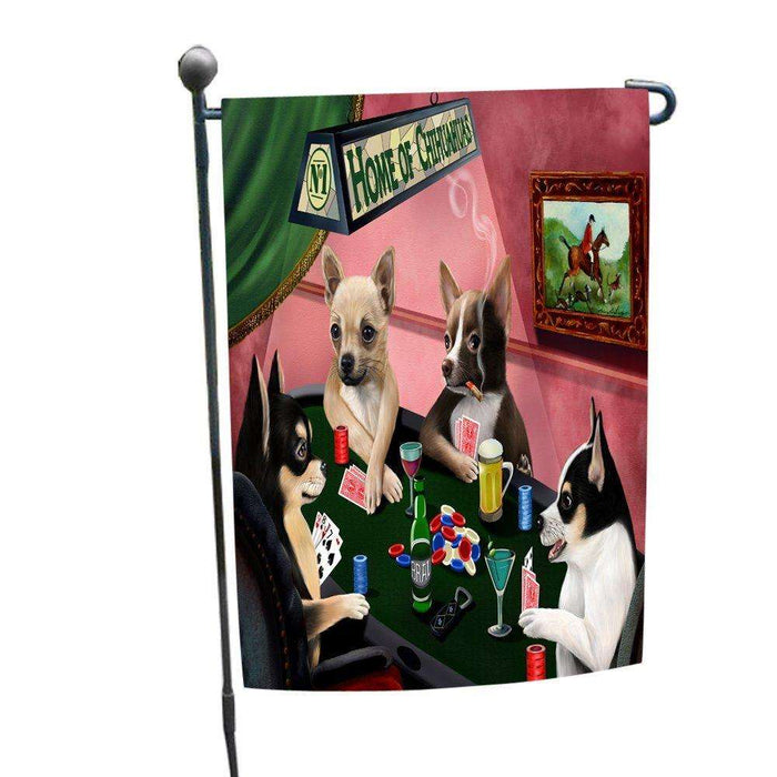 Home of Chihuahua 4 Dogs Playing Poker Garden Flag