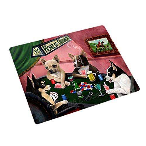 Home of Chihuahuas 4 Dogs Playing Poker Large Refrigerator / Dishwasher Magnet