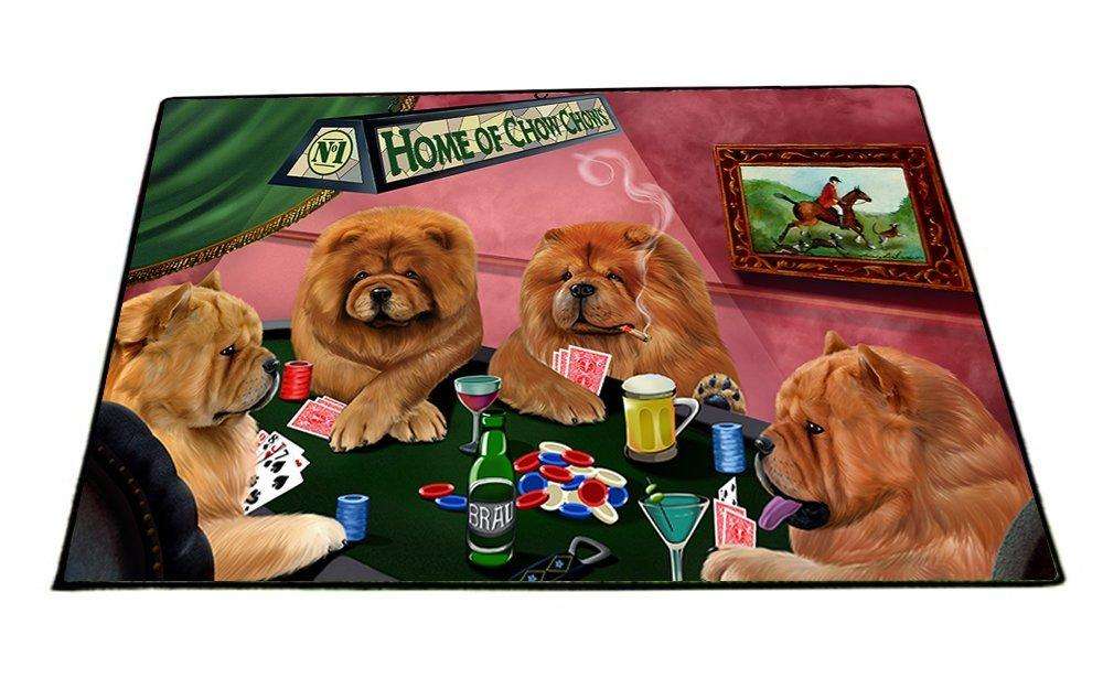 Home of Chow Chow 4 Dogs Playing Poker Floormat 18" x 24"