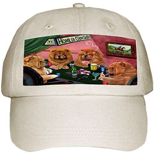 Home of Chow Chow 4 Dogs Playing Poker Hat Off White